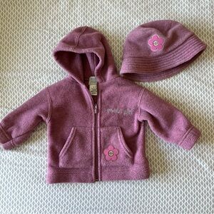 Vintage Roots Athletics Pink Matching Zip Up Hoodie Sweater & Bucket Hat
